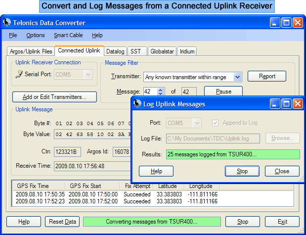 Convert and Log Uplink Messages